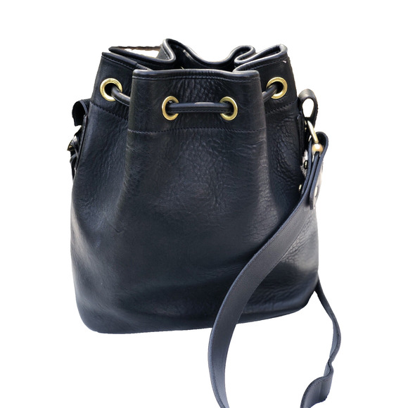 Dooney And Bourke Black Leather Drawstring Bag USA Bucket Crossbody Bag B000538 - Picture 7 of 9